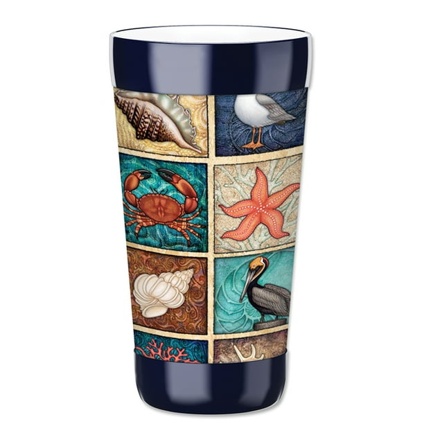 Mugzie Myrtle Beach Sea Shells Travel Mug with Insulated Wetsuit Cover Black 4409-ZIE 16 oz Mugzie Myrtle Beach Sea Shells Travel Mug with Insulated Wetsuit Cover Black 4409-ZIE 16 oz